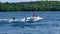 Kneeboarding and speed boat on beautiful northern Minnesota lake