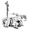 Kneeling in Front of Cross, vintage illustration