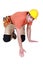 Kneeling tradesman reaching down