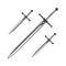 Knife, dagger and sword isolated on the white background. Vector illustration Knight equipment icon knife, dagger and