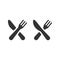 Knife and fork crossed black vector icon