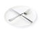 Knife and fork over the plate isolated