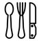 Knife, fork and spoon line icon. Utensil vector illustration isolated on white. Silverware outline style design
