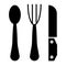 Knife, fork and spoon solid icon. Utensil vector illustration isolated on white. Silverware glyph style design, designed