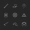 knife , heart , umbrella , medical , clipbaord , target , caution , camera , breifcase , eps icons set vector