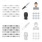 Knife, prisoner, mask on face, steel grille. Prison set collection icons in cartoon,outline style vector symbol stock