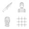 Knife, prisoner, mask on face, steel grille. Prison set collection icons in outline style vector symbol stock
