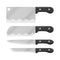 Knife set for cooking in kitchen is cute cartoon of paper cut de