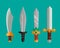 Knife weapon dangerous metallic sword vector illustration of sword spear edged set.