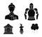 Knight armor, guide, statue, museum building. Museum set collection icons in black style vector symbol stock