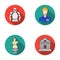 Knight armor, guide, statue, museum building. Museum set collection icons in flat style vector symbol stock illustration