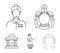 Knight armor, guide, statue, museum building. Museum set collection icons in outline style vector symbol stock