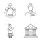 Knight armor, guide, statue, museum building. Museum set collection icons in outline style vector symbol stock