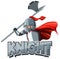 Knight font logo with a medieval knight in cartoon style