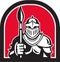 Knight Full Armor Holding Paint Brush Half Circle Retro