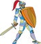 Knight Full Armor With Sword Defending Mosaic