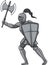 Knight Holding Axe and Shield Cartoon Clipart