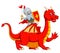 the knight holding sword on the big red dragon