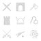 Knight icons set, outline style