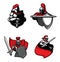 Knight icons of warriors, swords, helmets, shields