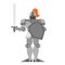 Knight isolated. Metal armor warrior. Iron armor. Plate and sword. Vector illustration