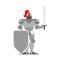 Knight isolated. Metal armor warrior. Iron armor. Plate and sword. Vector illustration