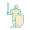 Knight isolated. Metal armor warrior. Iron armor. Plate and sword. Vector illustration