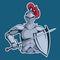 Knight Mascot Graphic, knight warrior in armor and with a sword in his hand, suitable as logo for team mascot