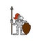 Knight Pixel art. Armor warrior 8 bit. Vector illustration