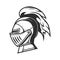 Knight warrior helmet with plume, heraldry armor