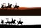 Knights riding horses vector silhouette panorama