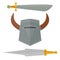 Knights sword medieval weapons heraldic knighthood elements medieval kingdom gear knightly vector illustration.