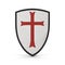 Knights Templar Shield on white. Front view. 3D illustration
