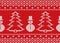 Knit christmas design with snowmen and christmas trees.