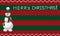 Knit christmas template with snowman. Xmas striped red and green background