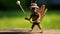 Knit Cricket: Adorable Toy Sculpture Of A Bee Holding A Golf Club