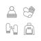 Knit icon set. Knitting clothes, knitted samples thin line sign. Hat, mittens, socks, sweater and other hand-knitted