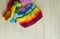 Knit a rainbow hat. Process of creation