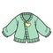 Knitted cardigan with heart button color variation for coloring on a white