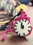 Knitted clock, colorful watch, handmade hobby