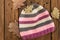 The knitted colorful cap