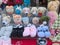 Knitted dolls at the market