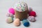 Knitted Easter eggs and symbols. Handmade items.