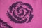 Knitted fabric structure. Handmade fabric. Rose ornament .Front side.