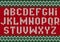 Knitted font. Christmas alphabet for party sweater letters of fabric clothes ethnic textured vector