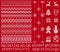 Knitted font and elements. Vector illustration. Christmas seamless texture. Knitted sweater print