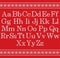Knitted font on red background. Christmas knit alphabet on seamless pattern. Nordic Fair Isle knitting border. Sweater Christmas