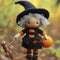 A knitted handmade cute witch