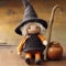 A knitted handmade cute witch