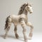 Knitted Horse Sculpture: A Streaked Soft Surrealism Centaur